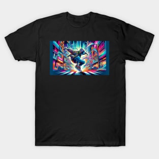 Neon Glide: The Urban Dance of Light and Shadow T-Shirt